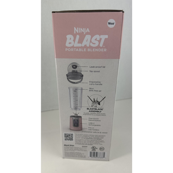NEW Ninja Blast Portable Personal Blender Detachable Cable USB Type-C 16 oz Pink - Picture 7 of 8